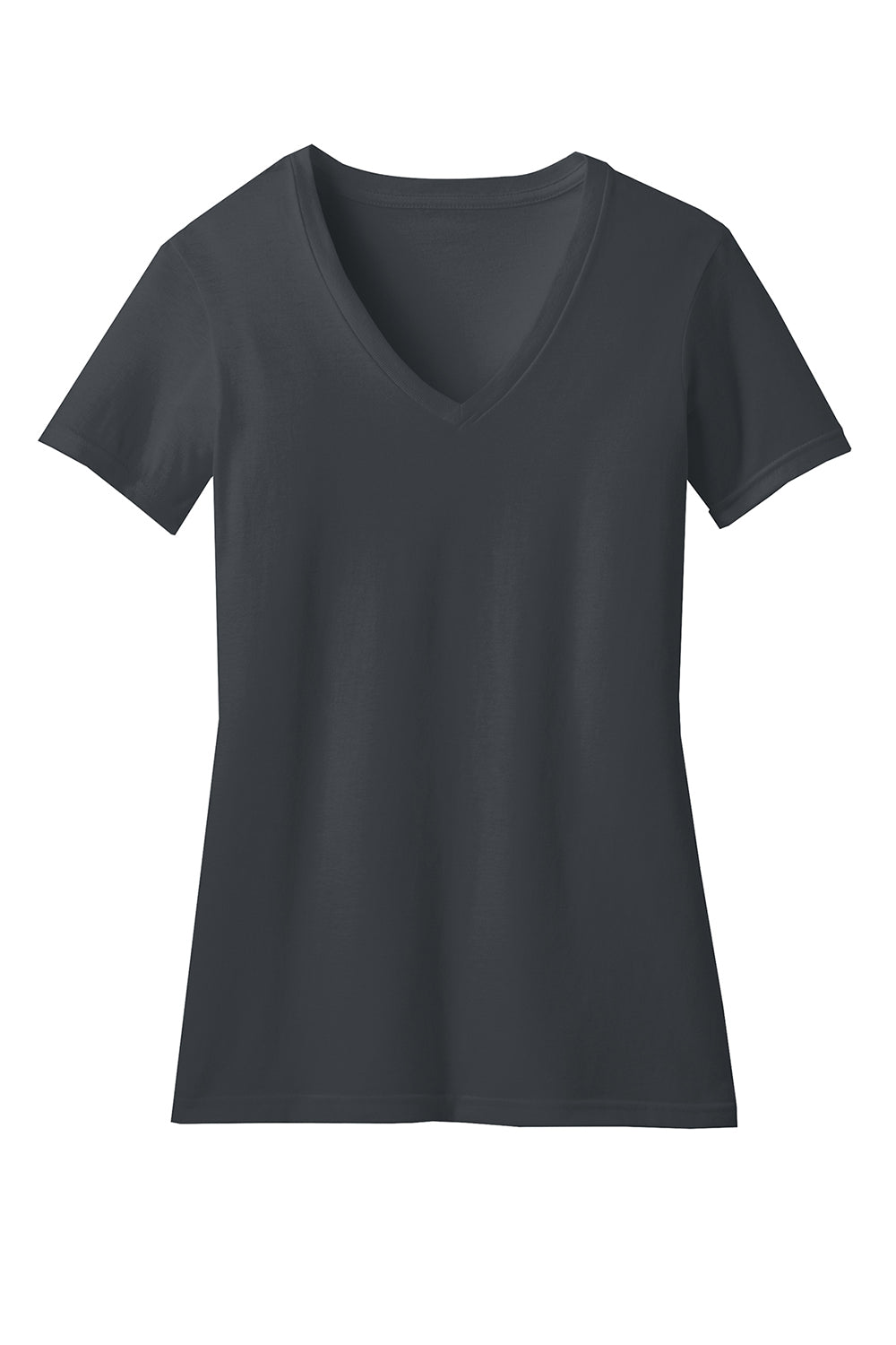 District DM1190L Womens Perfect Blend Short Sleeve V-Neck T-Shirt Charcoal Grey Flat Front