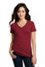 District DM1190L Womens Perfect Blend Short Sleeve V-Neck T-Shirt Red Fleck Model Front