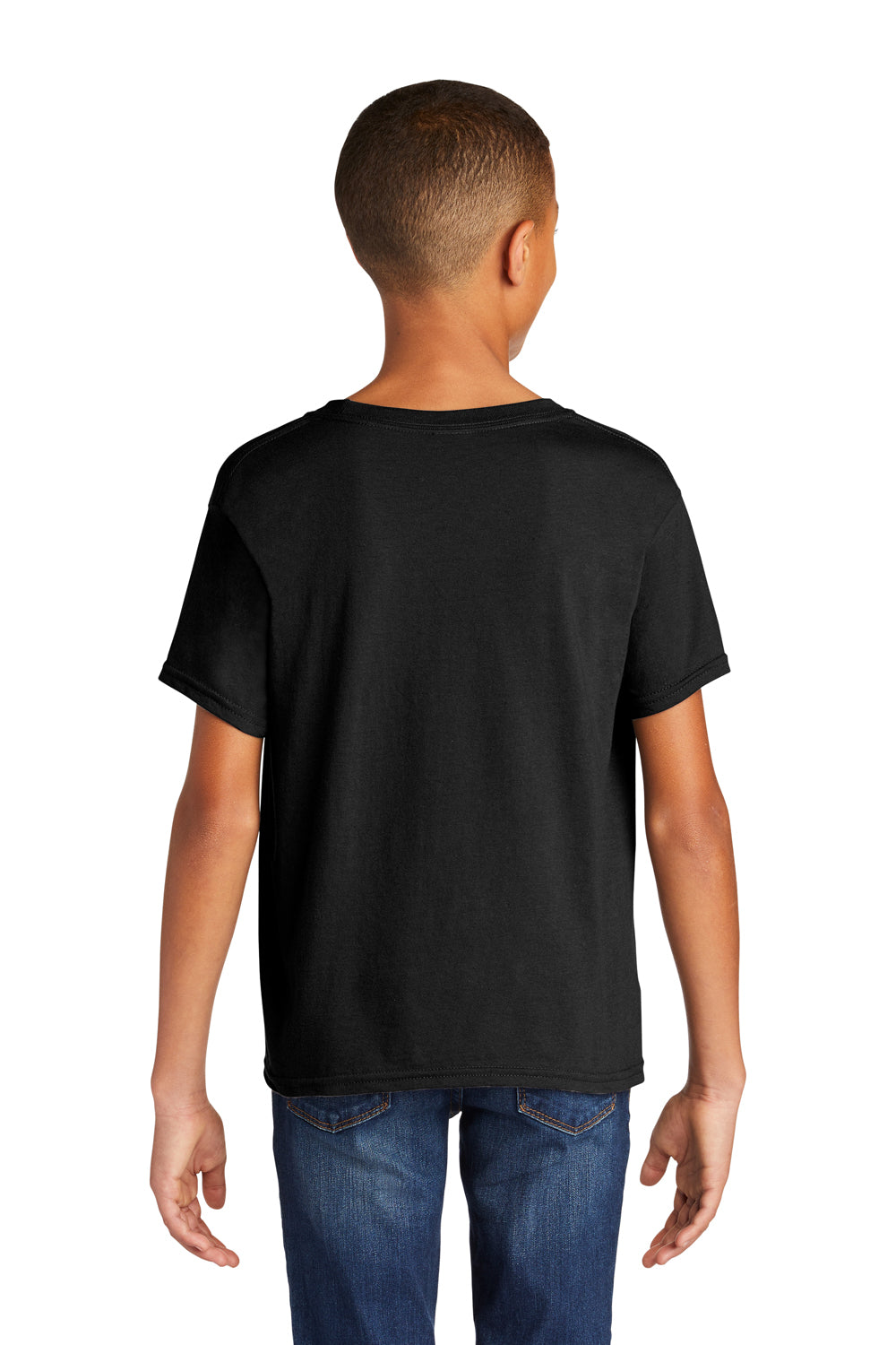 Gildan 64000B Youth Softstyle Short Sleeve Crewneck T-Shirt Black Model Back