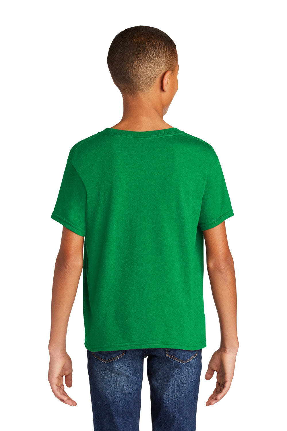 Gildan 64000B Youth Softstyle Short Sleeve Crewneck T-Shirt Irish Green Model Back