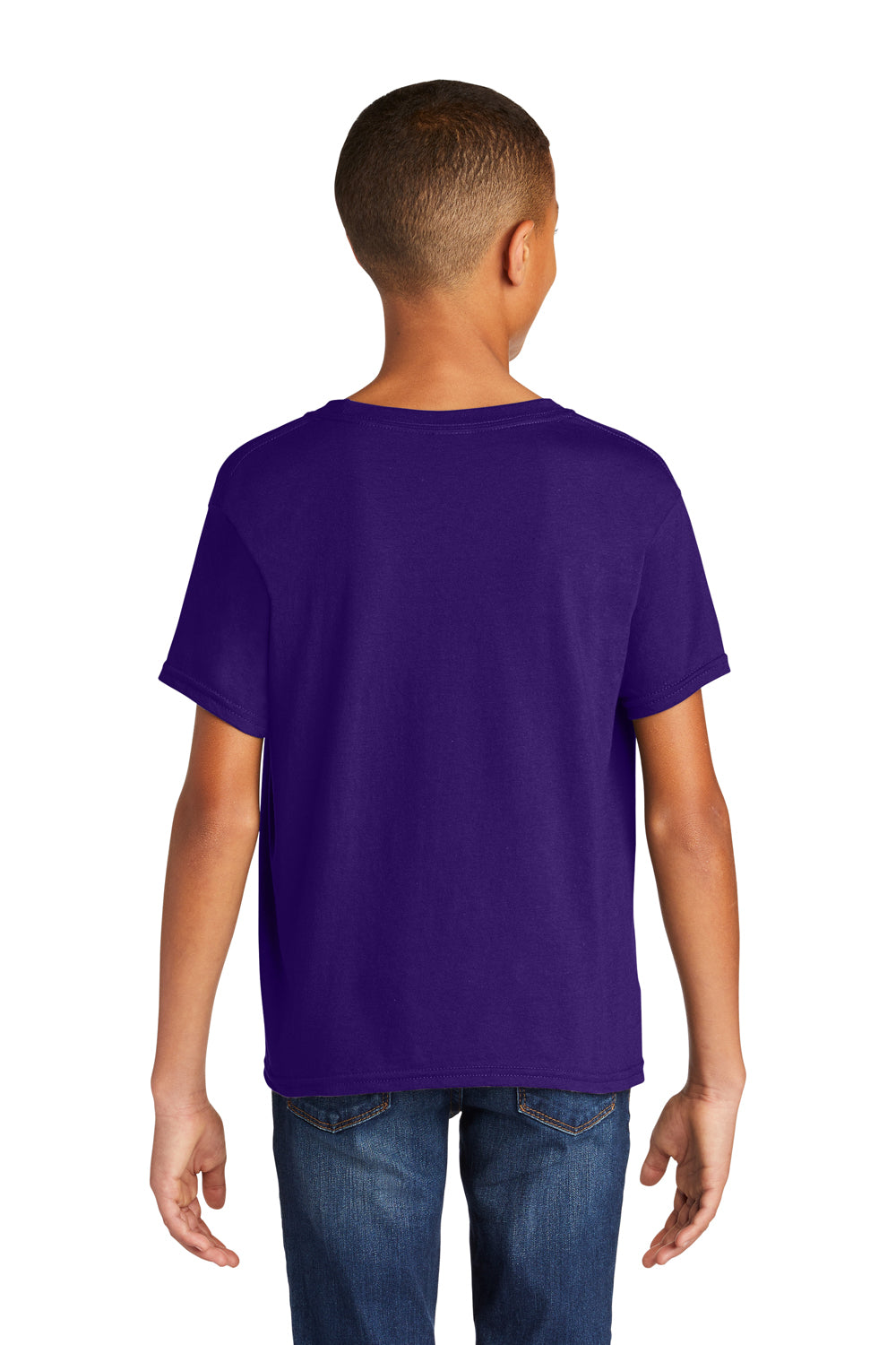 Gildan 64000B Youth Softstyle Short Sleeve Crewneck T-Shirt Purple Model Back