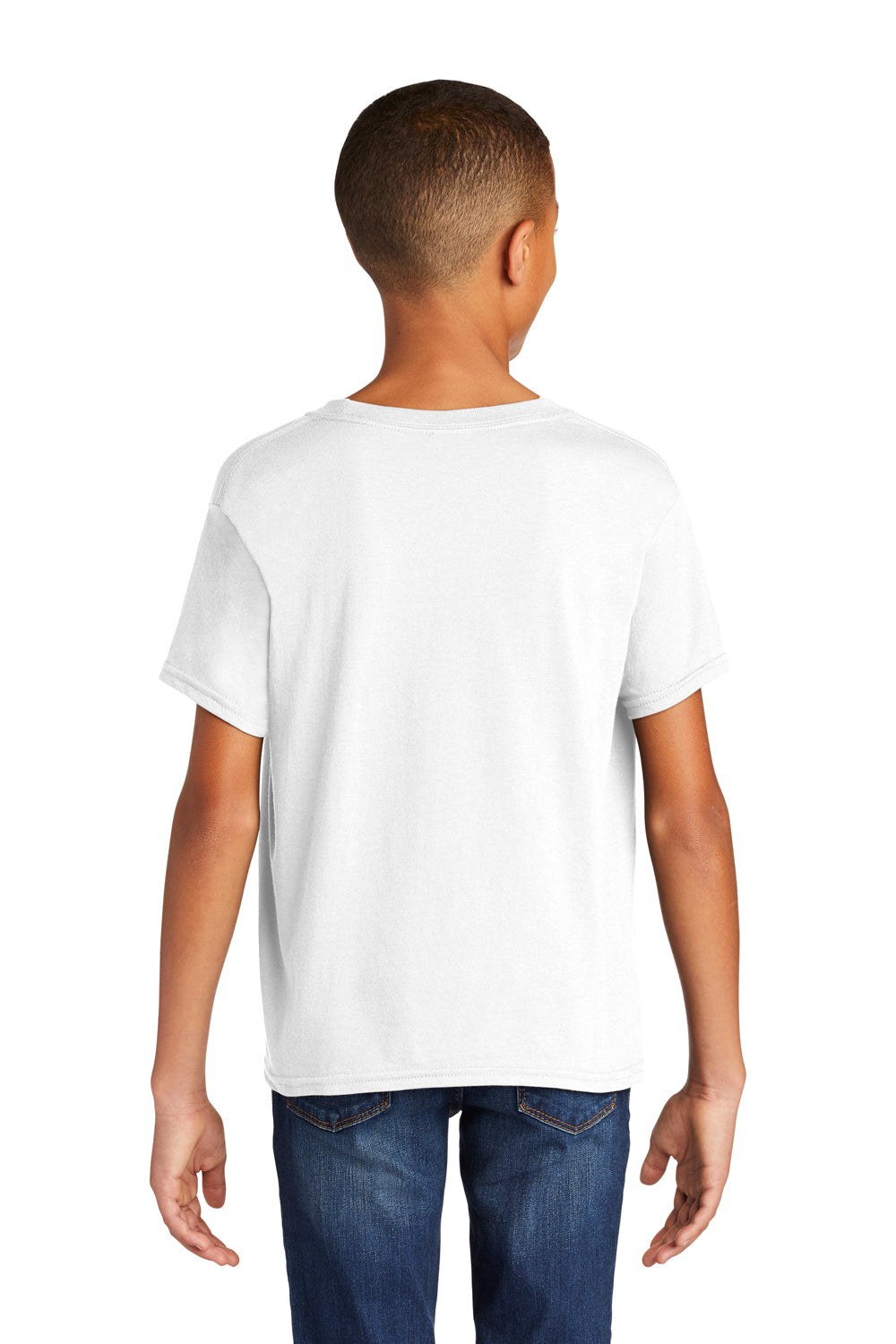 Gildan 64000B Youth Softstyle Short Sleeve Crewneck T-Shirt White Model Back