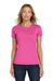 Gildan 64000L/G640L Womens Softstyle Short Sleeve Crewneck T-Shirt Azalea Pink Model Front