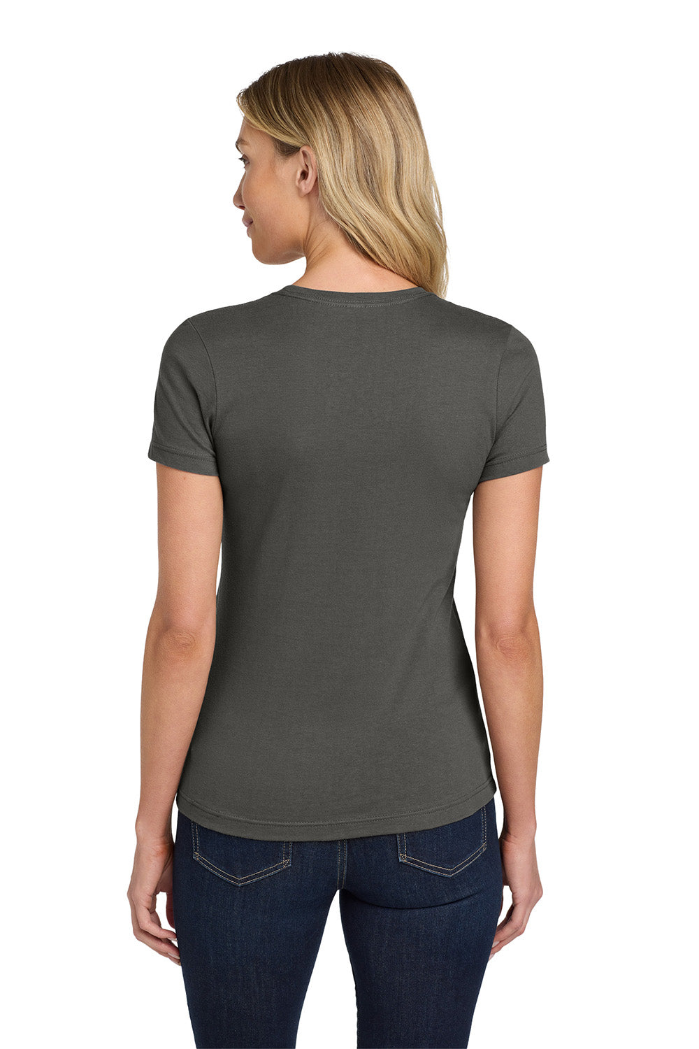 Gildan 64000L/G640L Womens Softstyle Short Sleeve Crewneck T-Shirt Charcoal Grey Model Back