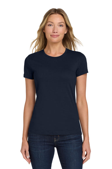 Gildan 64000L/G640L Womens Softstyle Short Sleeve Crewneck T-Shirt Navy Blue Model Front