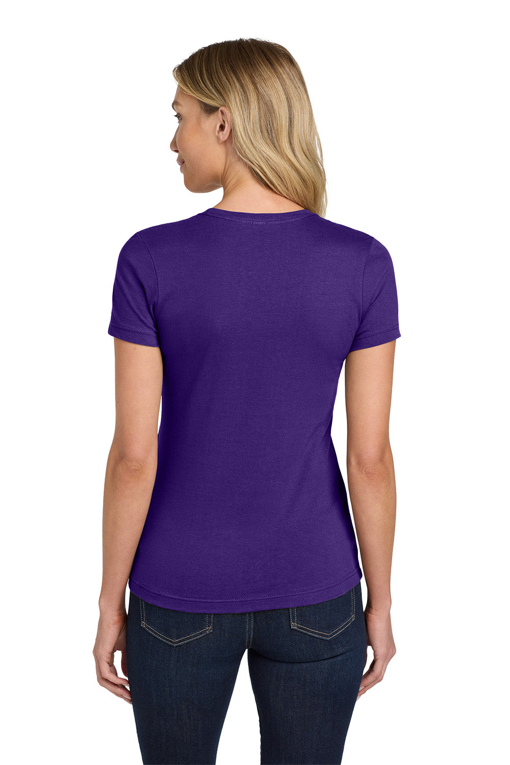 Gildan 64000L/G640L Womens Softstyle Short Sleeve Crewneck T-Shirt Purple Model Back