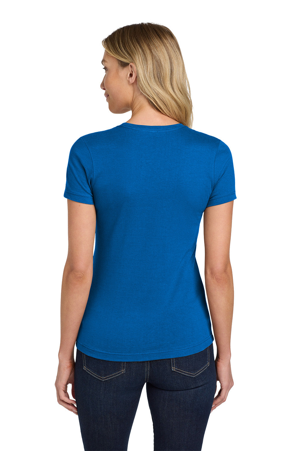 Gildan 64000L/G640L Womens Softstyle Short Sleeve Crewneck T-Shirt Royal Blue Model Back