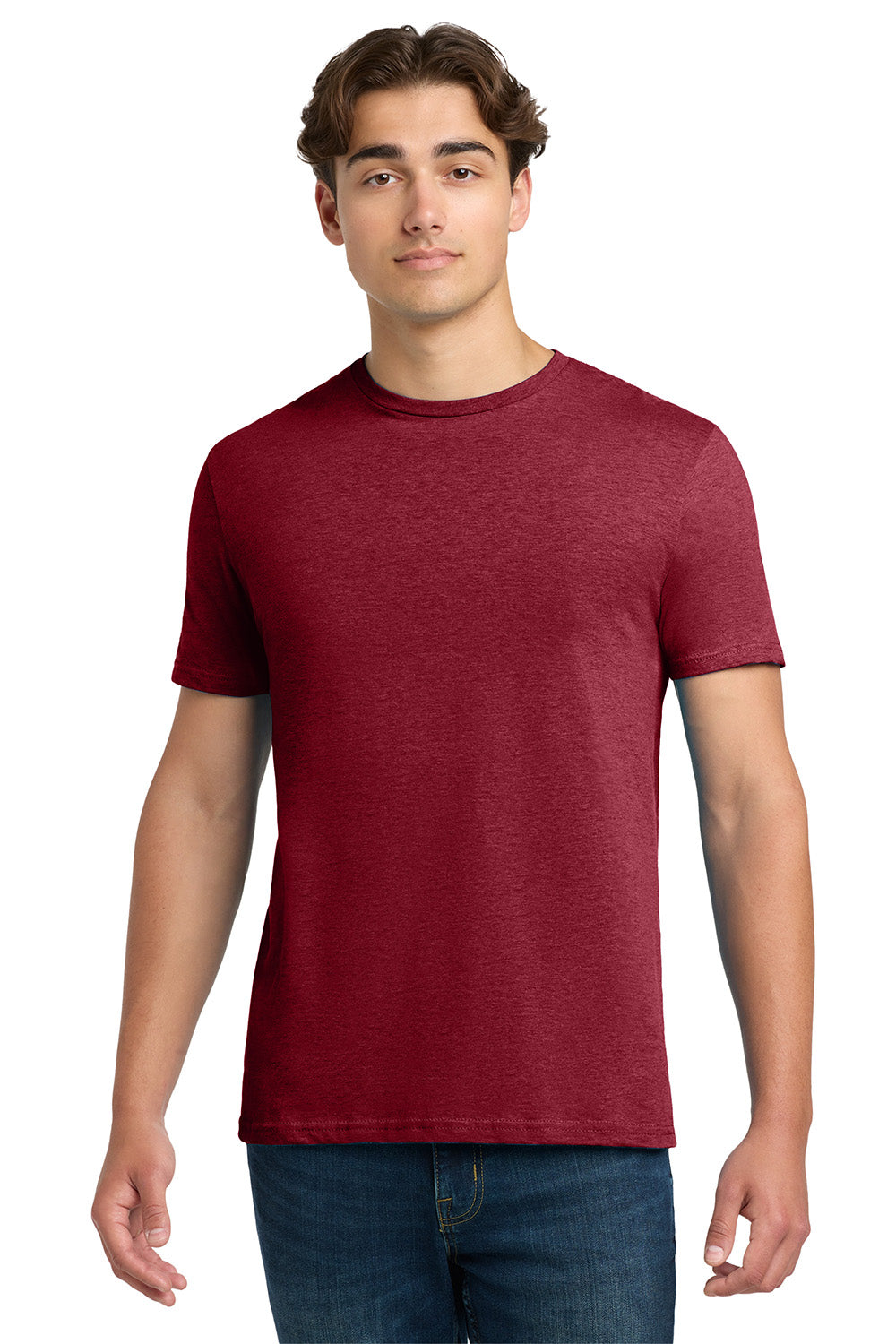 Gildan 64000/G640 Mens Softstyle Short Sleeve Crewneck T-Shirt Antique Cherry Red Model Front