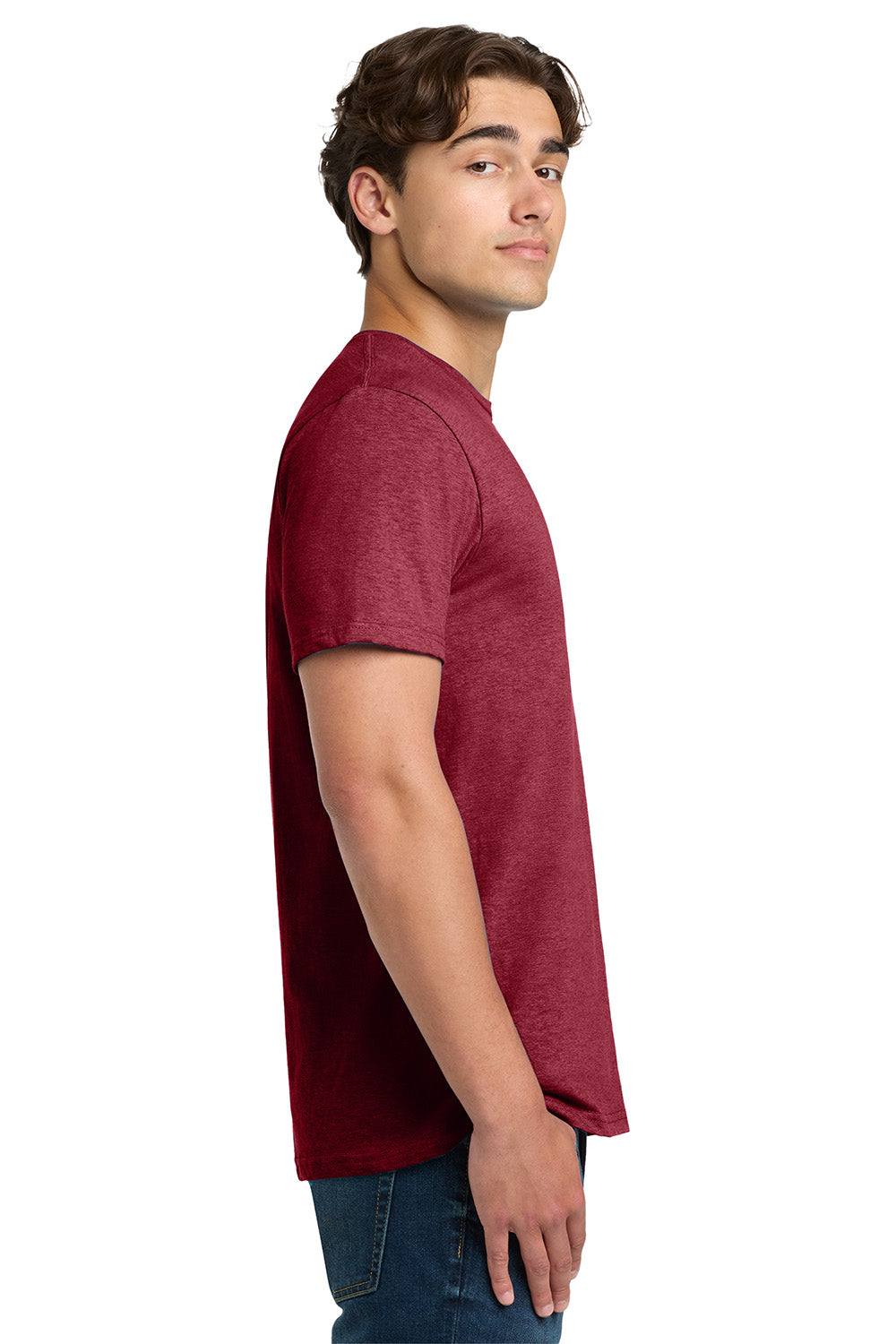 Gildan 64000/G640 Mens Softstyle Short Sleeve Crewneck T-Shirt Antique Cherry Red Model Side