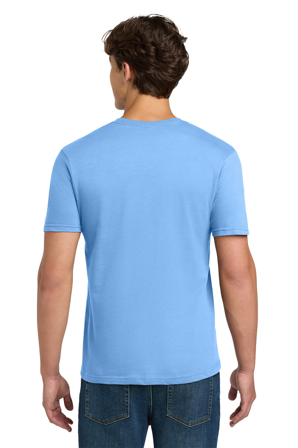 Gildan 64000/G640 Mens Softstyle Short Sleeve Crewneck T-Shirt Carolina Blue Model Back