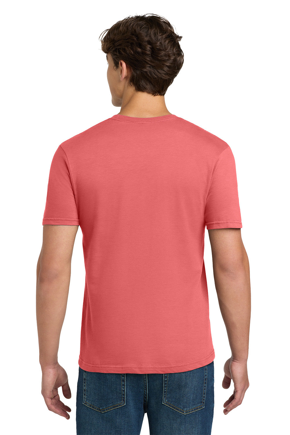 Gildan 64000/G640 Mens Softstyle Short Sleeve Crewneck T-Shirt Coral Silk Model Back