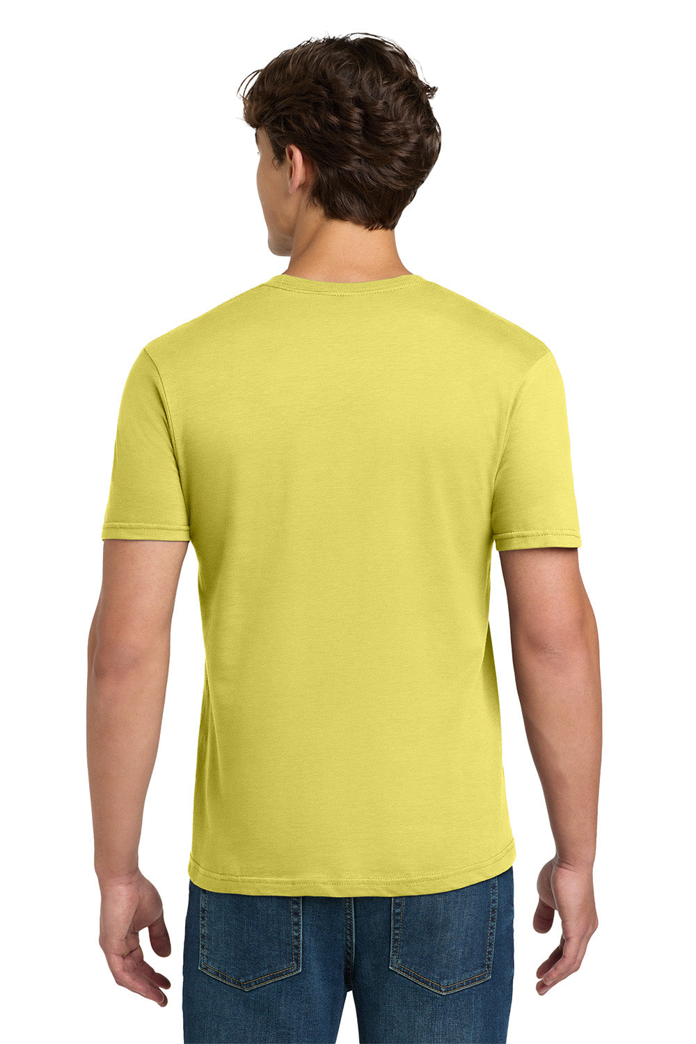 Gildan 64000/G640 Mens Softstyle Short Sleeve Crewneck T-Shirt Cornsilk Yellow Model Back