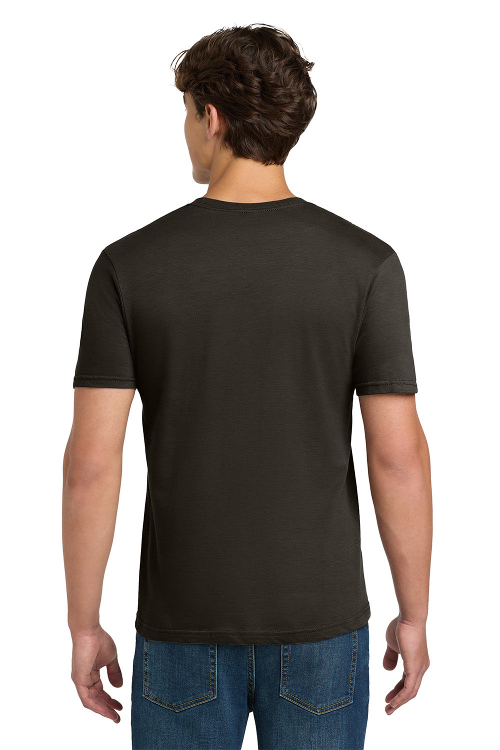 Gildan 64000/G640 Mens Softstyle Short Sleeve Crewneck T-Shirt Dark Chocolate Brown Model Back