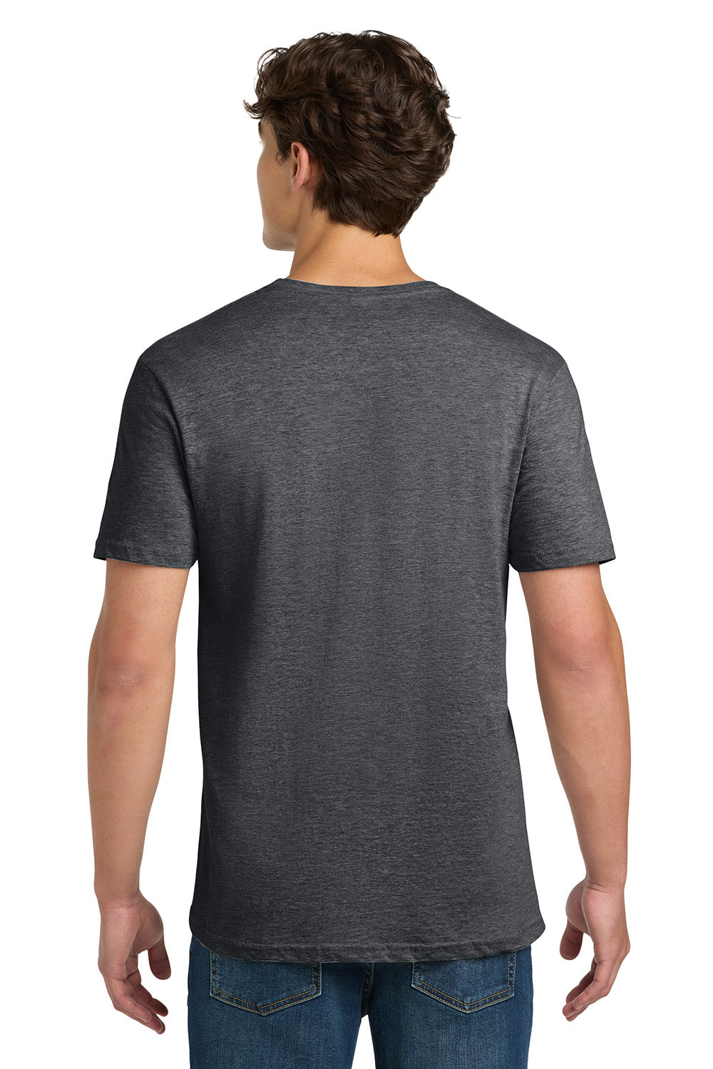 Gildan 64000/G640 Mens Softstyle Short Sleeve Crewneck T-Shirt Heather Dark Grey Model Back