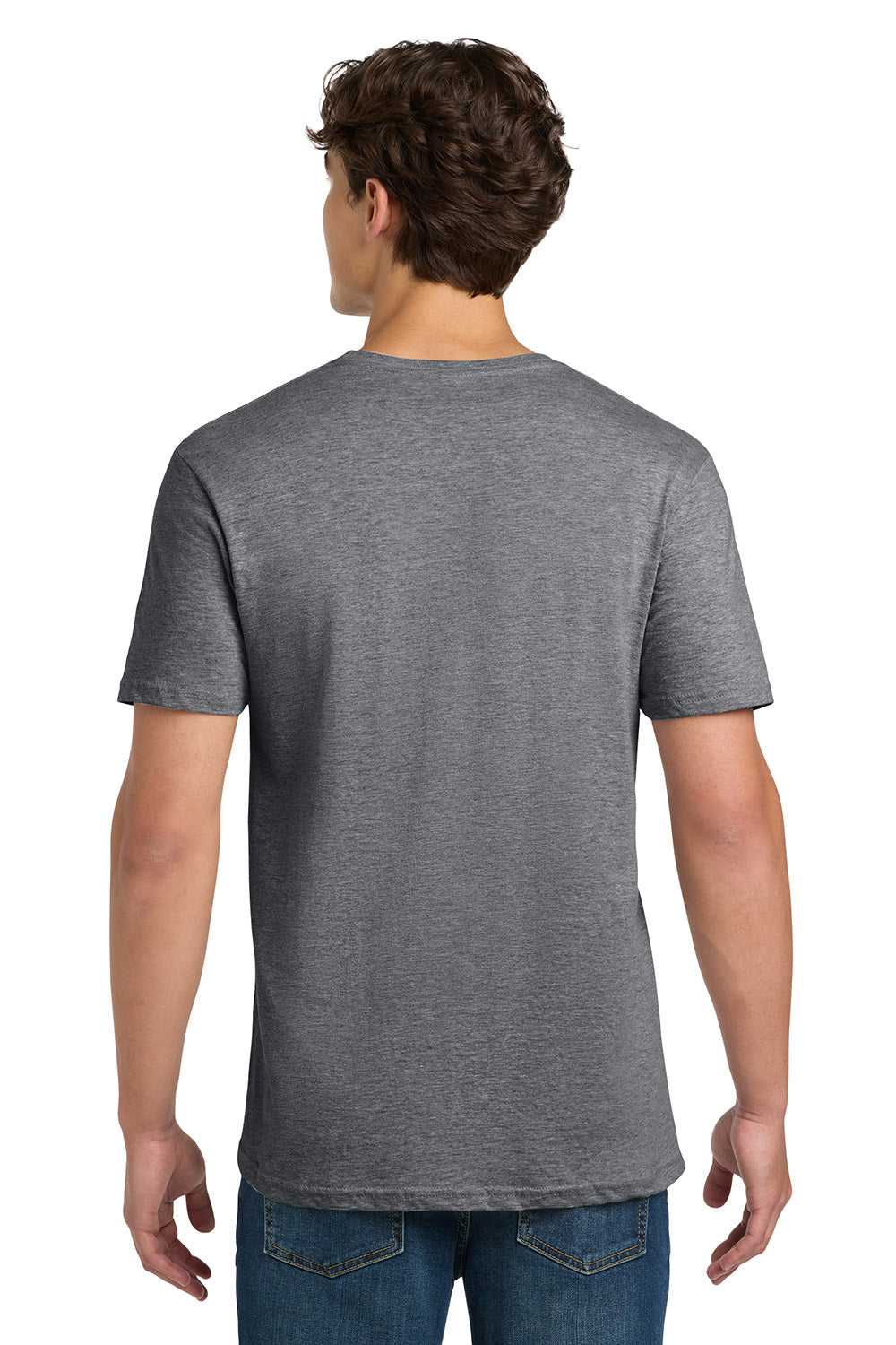 Gildan 64000/G640 Mens Softstyle Short Sleeve Crewneck T-Shirt Heather Graphite Grey Model Back