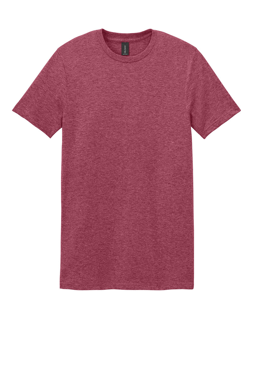 Gildan 64000/G640 Mens Softstyle Short Sleeve Crewneck T-Shirt Heather Cardinal Red Flat Front