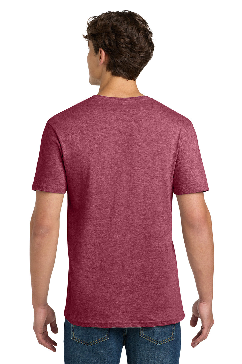 Gildan 64000/G640 Mens Softstyle Short Sleeve Crewneck T-Shirt Heather Cardinal Red Model Back