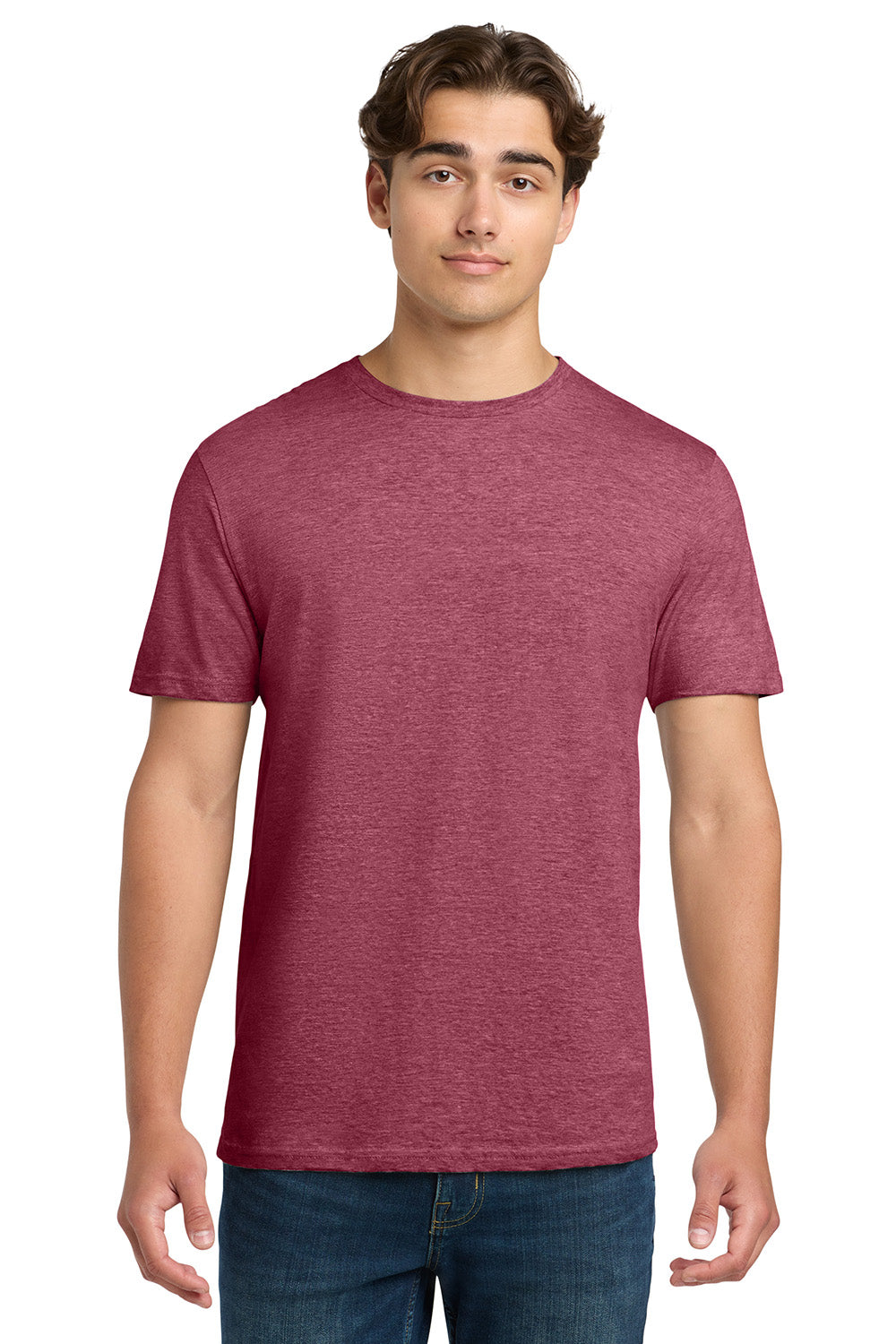 Gildan 64000/G640 Mens Softstyle Short Sleeve Crewneck T-Shirt Heather Cardinal Red Model Front