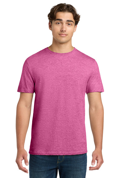 Gildan 64000/G640 Mens Softstyle Short Sleeve Crewneck T-Shirt Heather Heliconia Pink Model Front