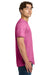 Gildan 64000/G640 Mens Softstyle Short Sleeve Crewneck T-Shirt Heather Heliconia Pink Model Side