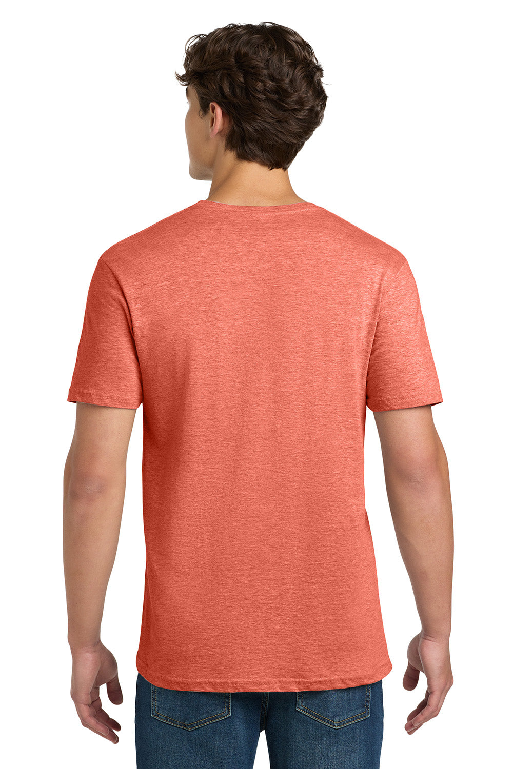 Gildan 64000/G640 Mens Softstyle Short Sleeve Crewneck T-Shirt Heather Orange Model Back