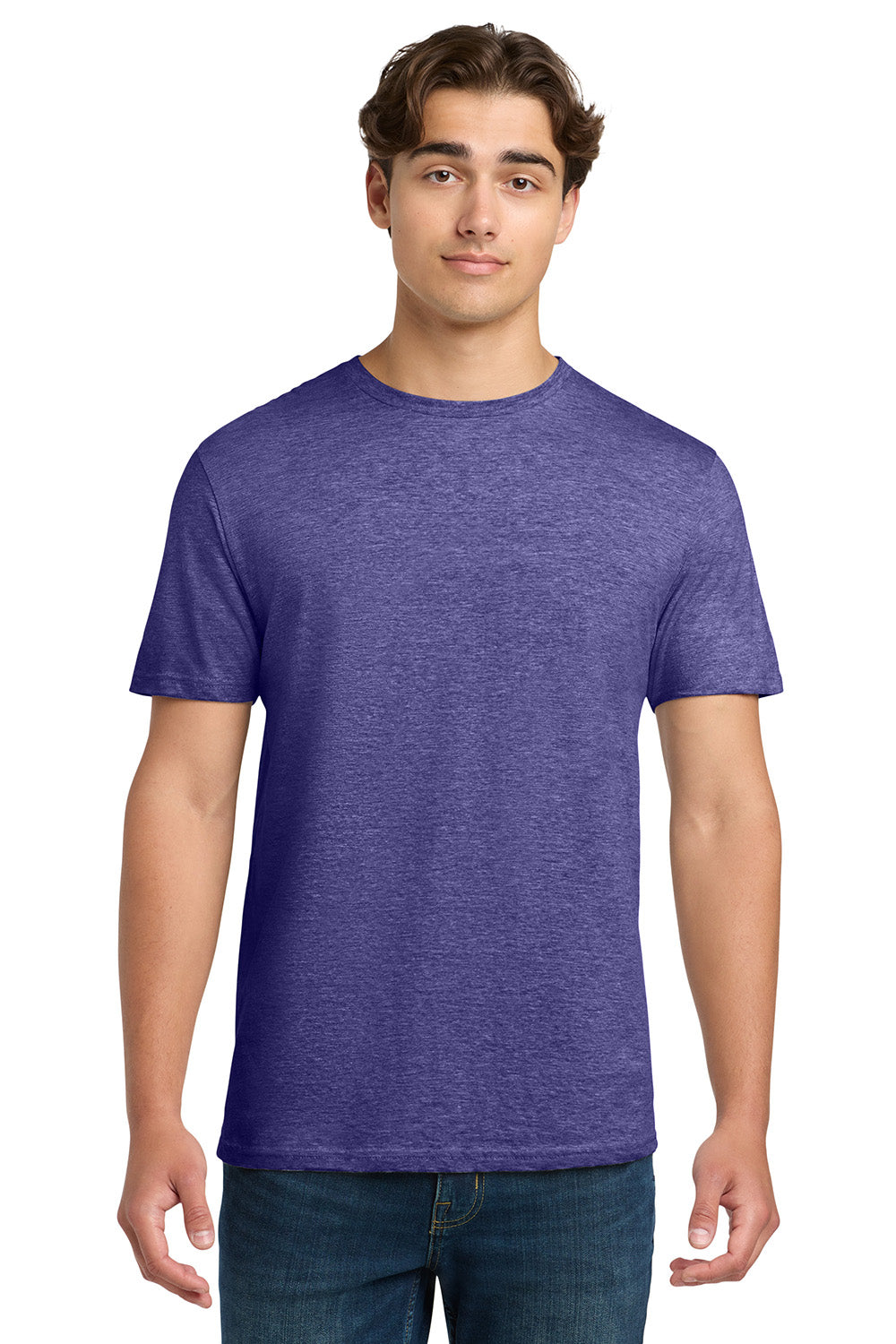 Gildan 64000/G640 Mens Softstyle Short Sleeve Crewneck T-Shirt Heather Purple Model Front