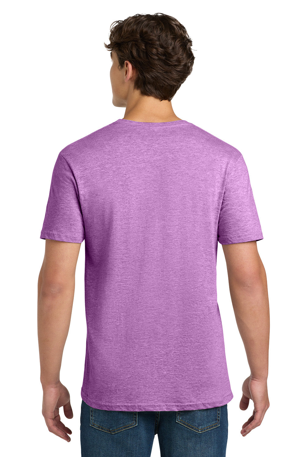 Gildan 64000/G640 Mens Softstyle Short Sleeve Crewneck T-Shirt Heather Radiant Orchid Purple Model Back