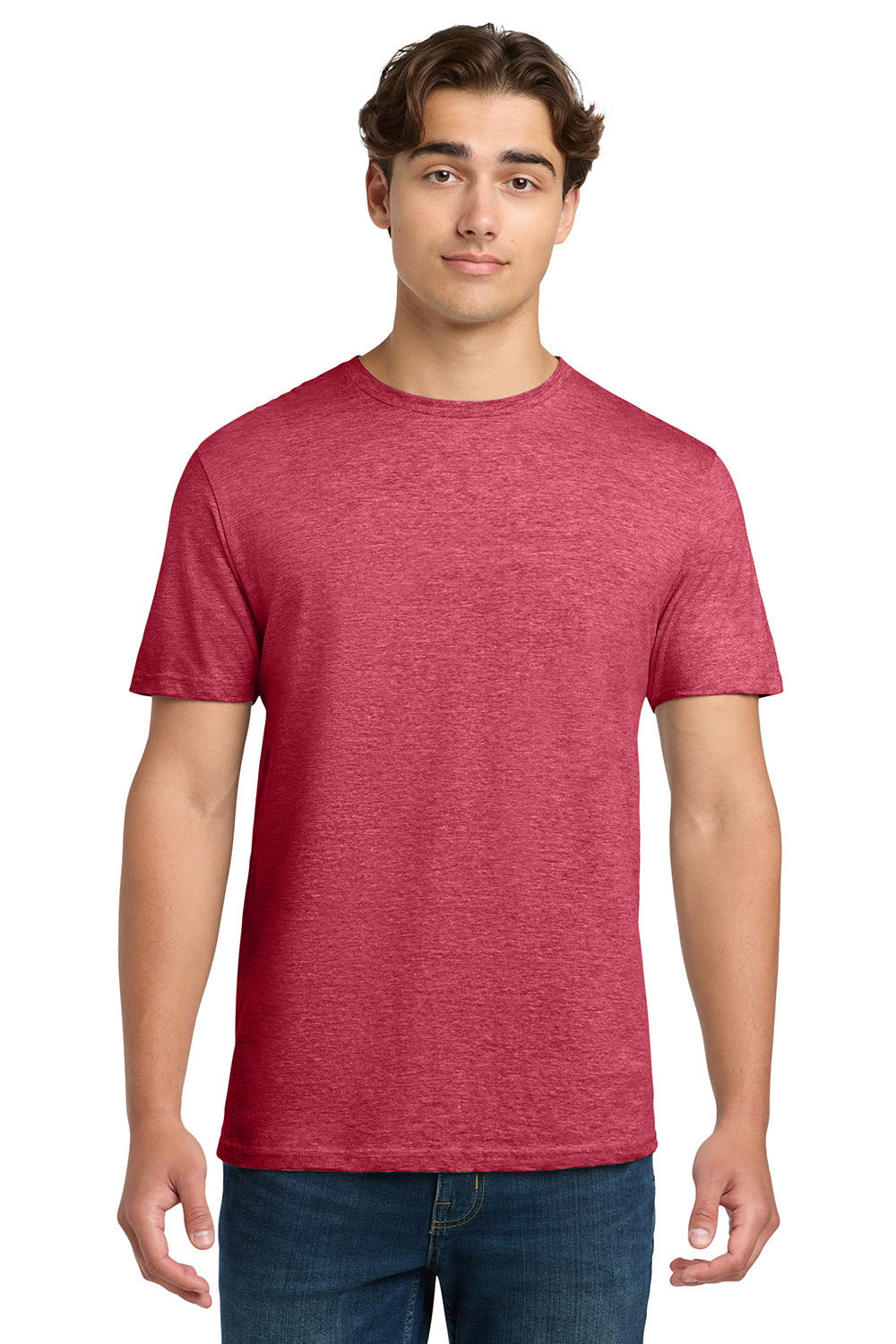 Gildan 64000/G640 Mens Softstyle Short Sleeve Crewneck T-Shirt Heather Red Model Front