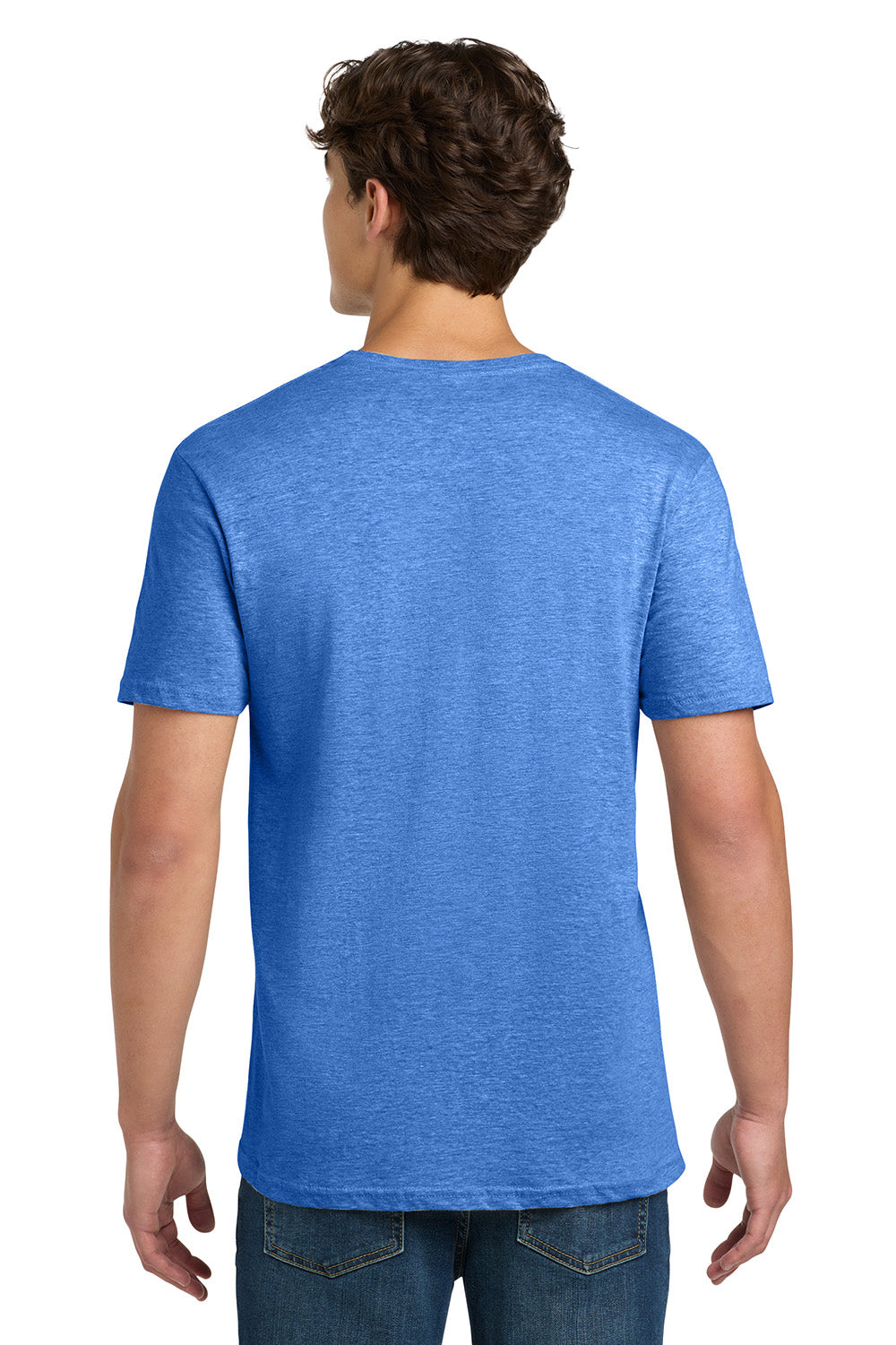 Gildan 64000/G640 Mens Softstyle Short Sleeve Crewneck T-Shirt Heather Royal Blue Model Back