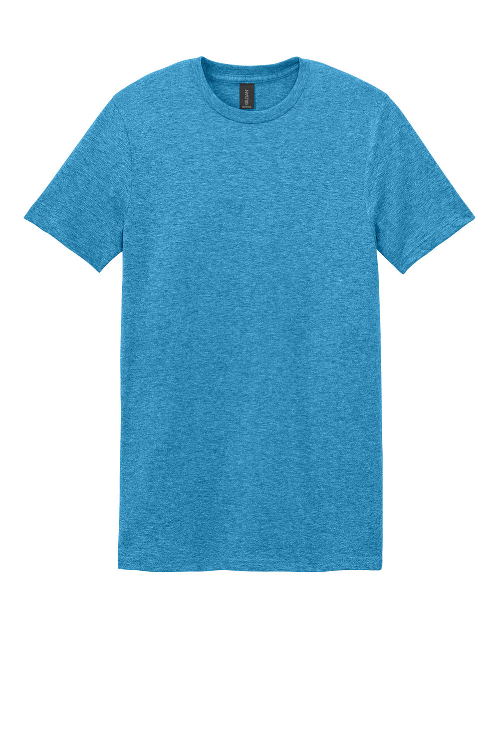 Gildan 64000/G640 Mens Softstyle Short Sleeve Crewneck T-Shirt Heather Sapphire Blue Flat Front