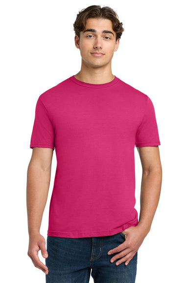 Gildan 64000/G640 Mens Softstyle Short Sleeve Crewneck T-Shirt Heliconia Pink Model Front