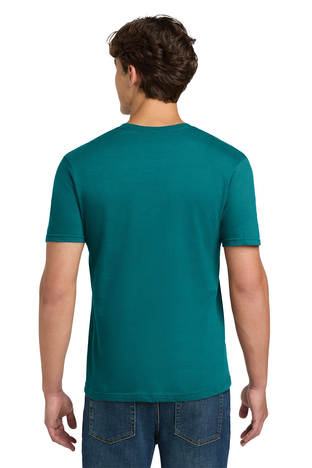 Gildan 64000/G640 Mens Softstyle Short Sleeve Crewneck T-Shirt Jade Dome Green Model Back