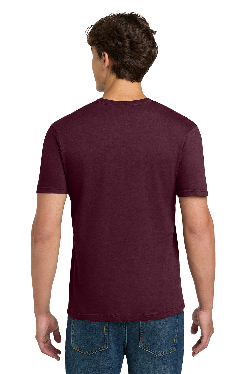 Gildan 64000/G640 Mens Softstyle Short Sleeve Crewneck T-Shirt Maroon Model Back