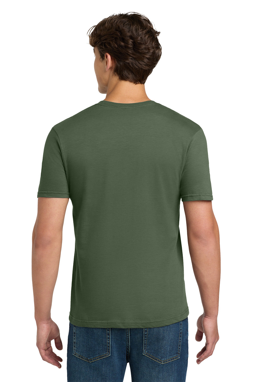 Gildan 64000/G640 Mens Softstyle Short Sleeve Crewneck T-Shirt Military Green Model Back