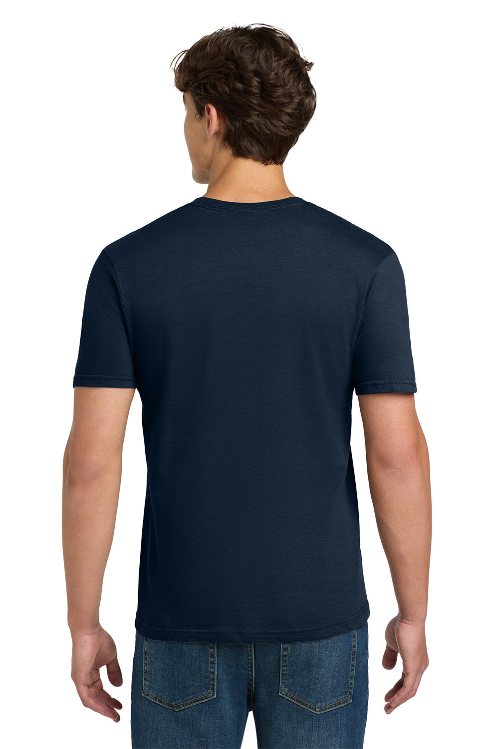 Gildan 64000/G640 Mens Softstyle Short Sleeve Crewneck T-Shirt Navy Blue Model Back