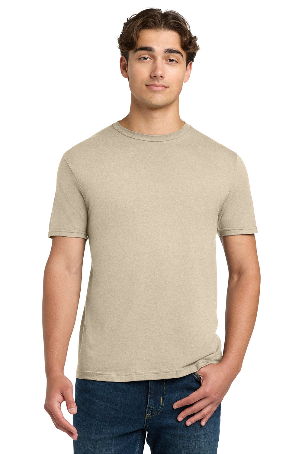 Gildan 64000/G640 Mens Softstyle Short Sleeve Crewneck T-Shirt Sand Model Front