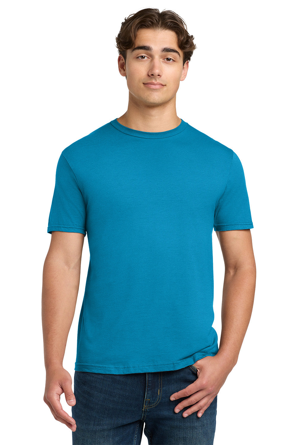 Gildan 64000/G640 Mens Softstyle Short Sleeve Crewneck T-Shirt Sapphire Blue Model Front