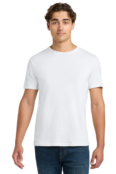 Gildan 64000/G640 Mens Softstyle Short Sleeve Crewneck T-Shirt White Model Front