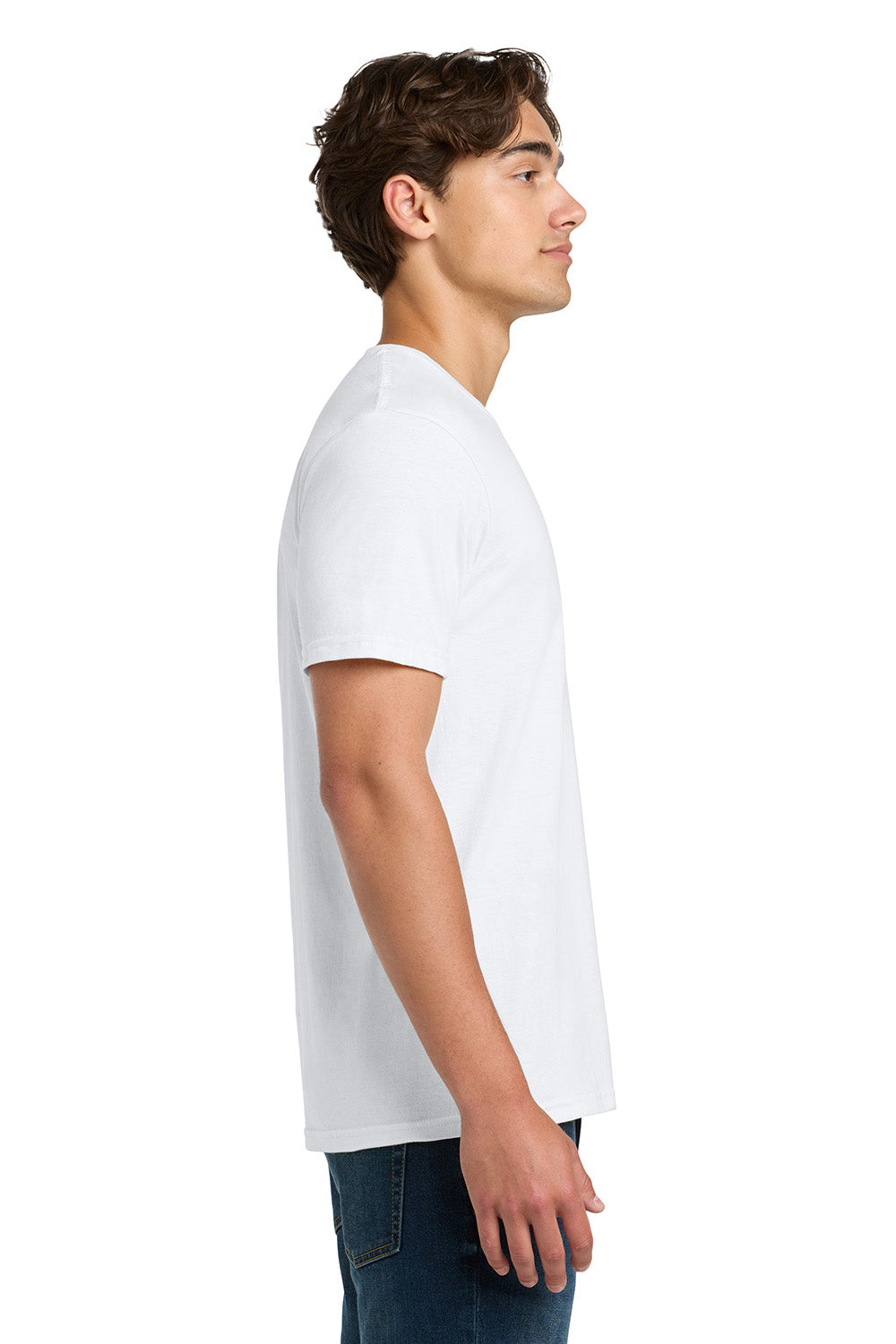 Gildan 64000/G640 Mens Softstyle Short Sleeve Crewneck T-Shirt White Model Side