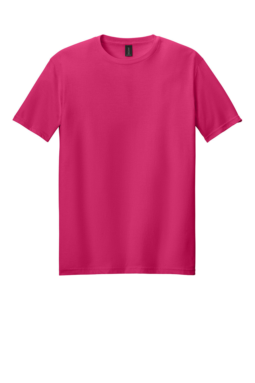 Gildan 64000/G640 Mens Softstyle Short Sleeve Crewneck T-Shirt Heliconia Pink Flat Front