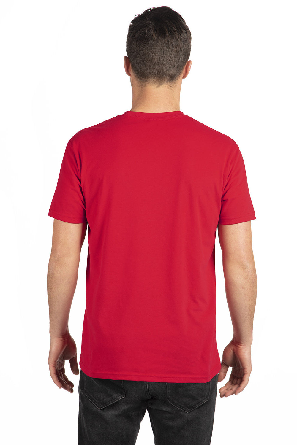 Next Level NL6410/6410 Mens Sueded Jersey Short Sleeve Crewneck T-Shirt Red Model Back