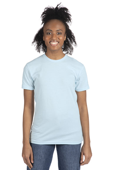 Next Level NL6410/6410 Mens Sueded Jersey Short Sleeve Crewneck T-Shirt Light Blue Model Front