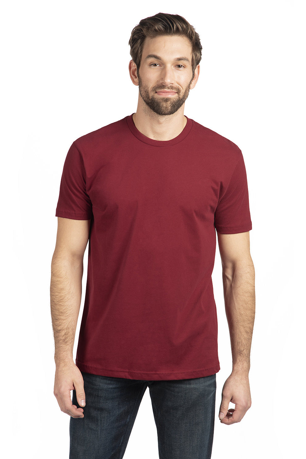 Next Level NL6410/6410 Mens Sueded Jersey Short Sleeve Crewneck T-Shirt Cardinal Red Model Front