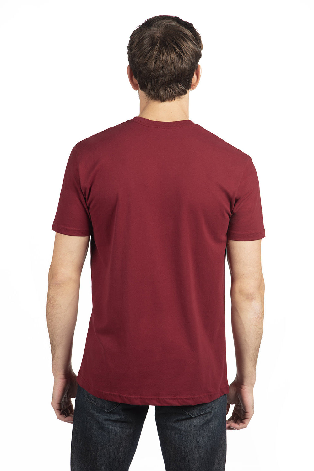 Next Level NL6410/6410 Mens Sueded Jersey Short Sleeve Crewneck T-Shirt Cardinal Red Model Back