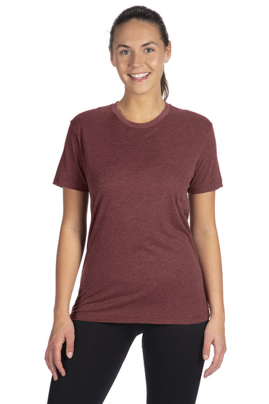 Next Level NL6410/6410 Mens Sueded Jersey Short Sleeve Crewneck T-Shirt Heather Maroon Model Front