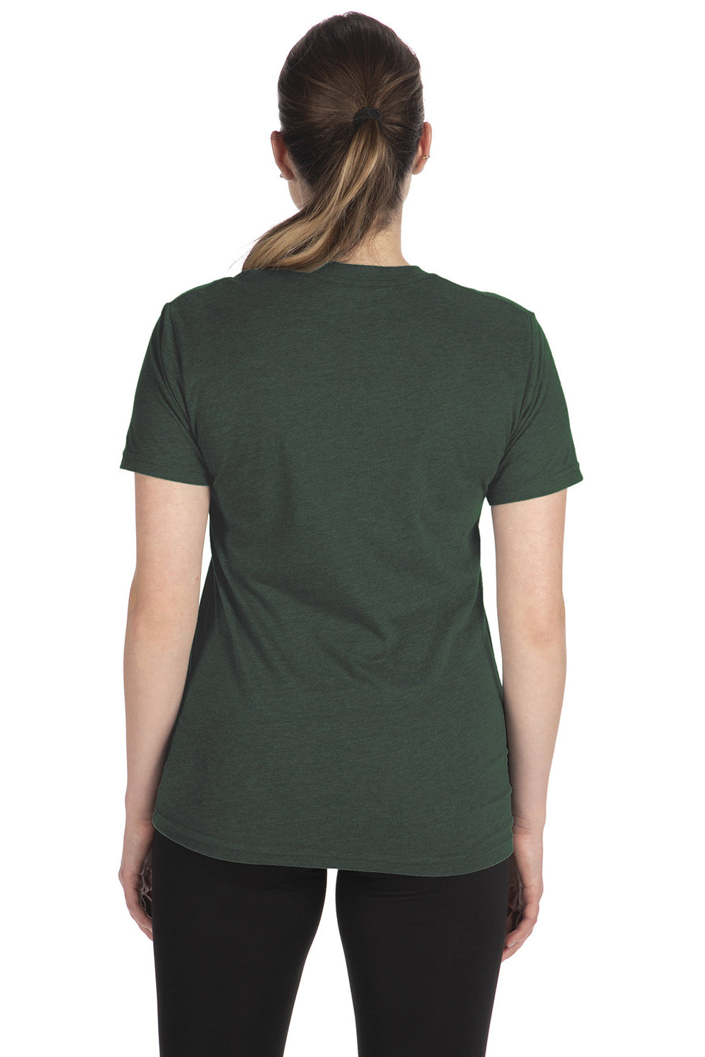 Next Level NL6410/6410 Mens Sueded Jersey Short Sleeve Crewneck T-Shirt Heather Forest Green Model Back