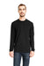 Next Level 6411 Mens Sueded Jersey Long Sleeve Crewneck T-Shirt Black Model Front