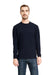 Next Level 6411 Mens Sueded Jersey Long Sleeve Crewneck T-Shirt Midnight Navy Blue Model Front