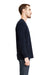 Next Level 6411 Mens Sueded Jersey Long Sleeve Crewneck T-Shirt Midnight Navy Blue Model Side