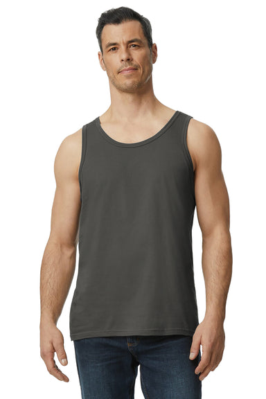 Gildan 64200 Mens Softstyle Tank Top Charcoal Grey Model Front